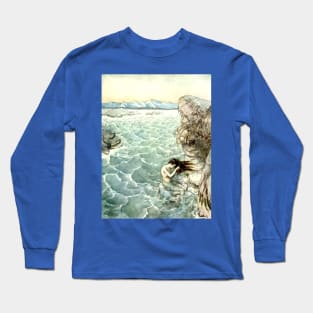 Bathing in a Sea Cove - Arthur Rackham Long Sleeve T-Shirt